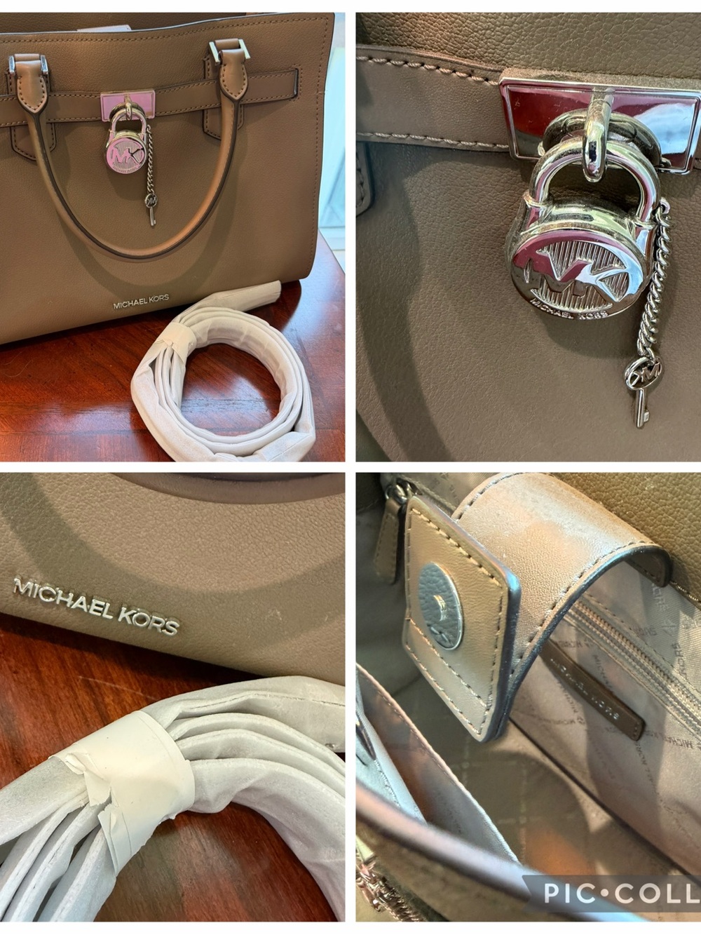 Michael Kors Taupe Brown Leather Tote with Silver Hardware